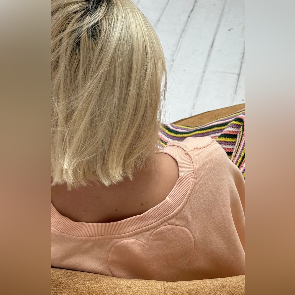 NWT Free People Trish Sweatshirt in Summer Peach - Picture 6 of 9